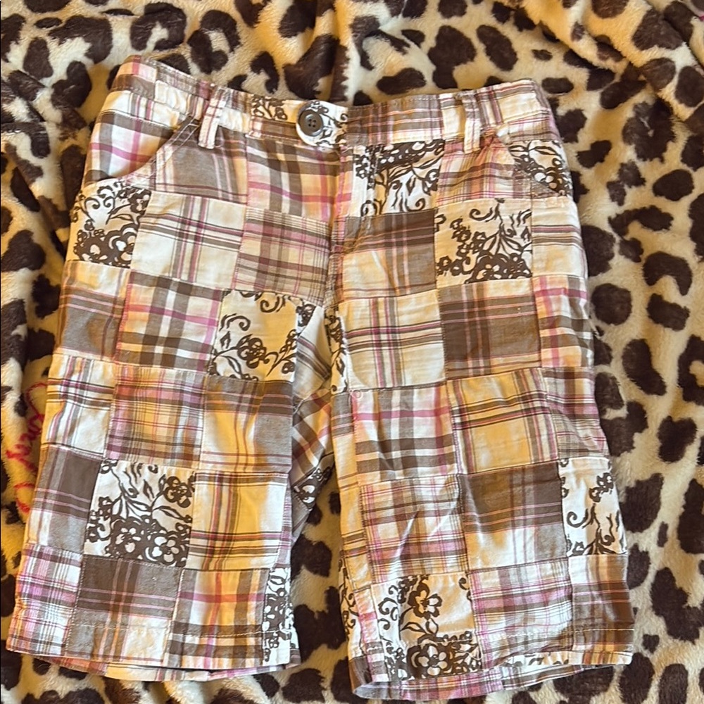 Patchwork Plaid Shorts